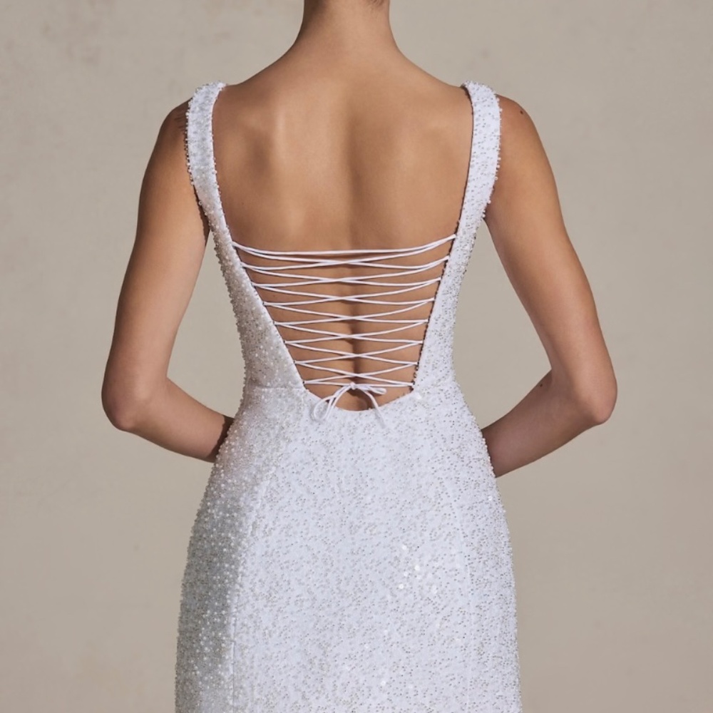 Dominque Oh Polly Embellished Structured A-Line Mini Dress - Picture 4 of 6